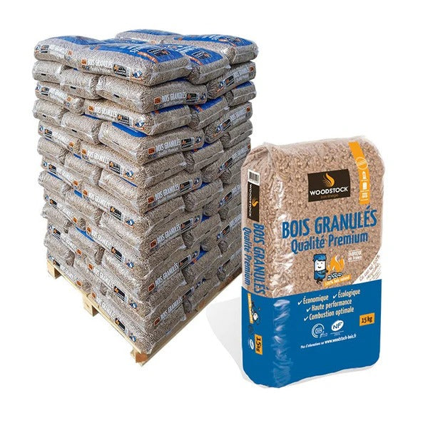 Pellets de bois - Palette de 72 sacs de 15kg - WOODSTOCK